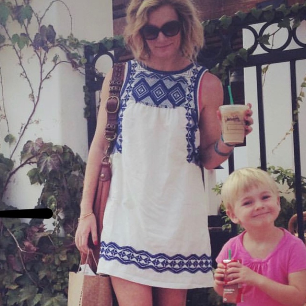 Madewell Blue & White Embroidered Dress